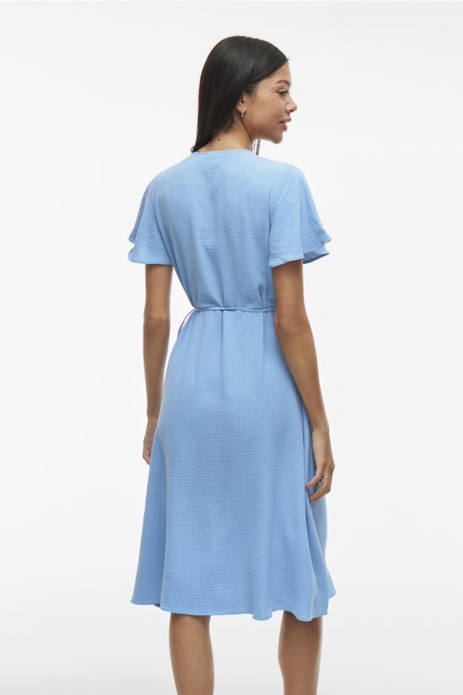 VILOVIE S/S WRAP MIDI DRESS - NOOS 14059666 BLISSFUL BLUE